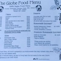 September 21 menu at The Globe in Glossop
