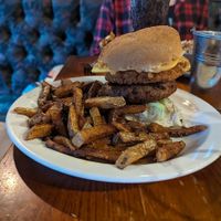 Burger and fries at The Globe in Glossop