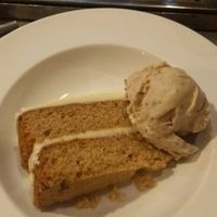 Butterscotch cake with roasted hazelnut icecream at The Globe in Glossop