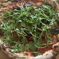 Marinara with olives, mushrooms, rocket and extra basil    at Franco Manca - Wimbledon in South West London
