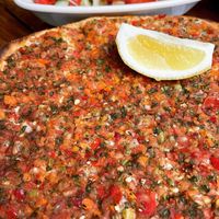 Lahmacun and salad  at Ciya Kebab in Istanbul