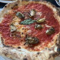 Number one with artichokes and garlic oil   at Franco Manca - Kings Cross in North London