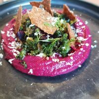 Horseradish beetroot hummus at Kistücsök Étterem in Balatonszemes