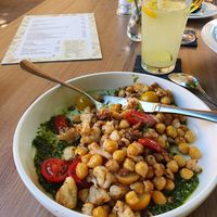 Roasted cauliflower with chickpeas and herby walnut cream at Kistücsök Étterem in Balatonszemes
