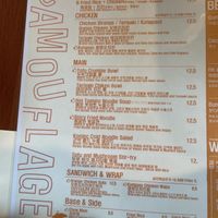 Menu   at Camouflage in Seoul