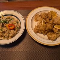Orange chicken and fried rice at Camouflage in Seoul