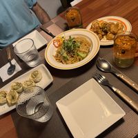 Fried dumplings, chow mei and orange chicken  at Camouflage in Seoul