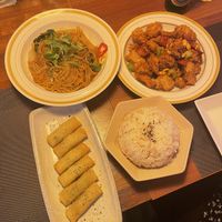 Chow mein, kungpao chicken set & spring roll and ricee  at Camouflage in Seoul