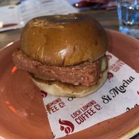 Lorne sausage bap   at The Station Coffee Shop in Aberfoyle