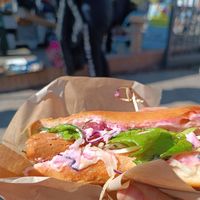 Vegan hot dog at La Zappa e Il Mestolo in Bologna