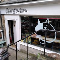 Big cat (I believe it is Ushi) window sticker for easy identification 🐈‍⬛ at Ushi's Coffee Corner in Glasgow