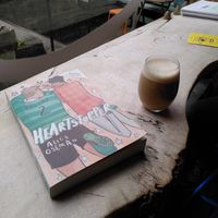 Vanilla pea milk latte and the wholesome Heartstopper at Ushi's Coffee Corner in Glasgow