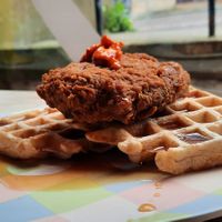 Chickn waffle at Ushi's Coffee Corner in Glasgow