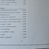 Menu at Arpuro in Oliveira De Frades