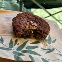 Looks can be deceiving - this is one of the best vegan brownies I've ever had!  at L'Amandier  in Selestat