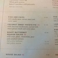 Menu at The Botanist in Lincoln