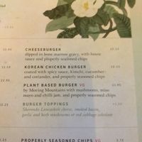 Menu at The Botanist in Lincoln