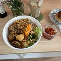 Spring rolls and vermicelli noodles  at The Joi Factory in Ho Chi Minh City