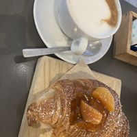 soy milk cappuccino and apricot croissant   at Papparé in Ferrara