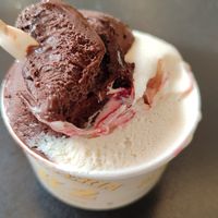 Dark chocolate and almond with raspberry jam at K2 in Ferrara