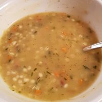 Zuppa d'orzo at Ristorante La Genzianella in Fraciscio