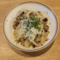 Tagliatelle with mushrooms and vegan parmesan #Veganuary at Pronto Pasta in Reykjavik