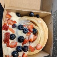 Creme brulee with berries at Cinnaholic in Ann Arbor