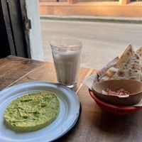 Guacamole and horchata   at Burrito Amor in Valladolid
