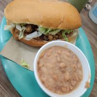 Torta and beans at Guapo Taco in Fort Worth
