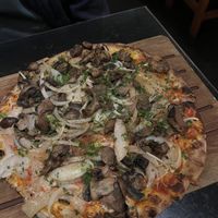 Mushroom pizza  at The Luggage Room Pizzeria in Pasadena