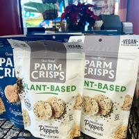 Vegan Parm Crisps! YUM!   at Legoland - The Market in Carlsbad