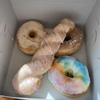Cinnamon sugar, pb&j twist, french toast, and pride donut  at Dough Joy - East Pike Street in Seattle