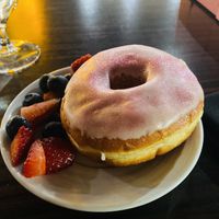 Beautiful and Delicious Rose Donut w/Fruit for B-Fast 🥰🌹  at Dough Joy - East Pike Street in Seattle