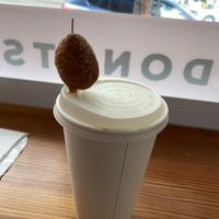 This is a strawberry puree, blackberry lavender latte.   at Dough Joy - East Pike Street in Seattle