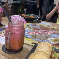 Vegan Sandwich and Mixed Berry Smoothie  at Hive Board Game Cafe in Dubai