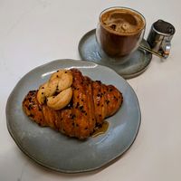 Salted caramel croissant, incredible apart from the weird pretzel bit on top at Shokupan in Nairobi