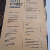 Menu Jan 2025 at Brass Monkey Shore in Edinburgh