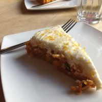 Carrot cake at Woodruffs Organic Cafe in Stroud