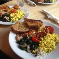 Cooked breakfast at Woodruffs Organic Cafe in Stroud