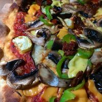 Vegetables on top of the vegan pizza. at VinoBeeroteca - El Patron in Paleo Faliro