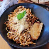 Spaghetti Bolognese at Earthly Kitchen in San Jose