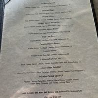 Menu  at Mirador in St Thomas