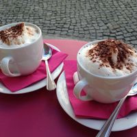 cappuccino outside  at Ohlala in Berlin