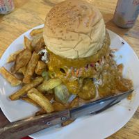 Vegan burger with two different patties and amazing sauce, not sure exactly what the ingredients were but it was very tasty! at Kebab & Falafel Time in Siem Reap