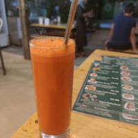 Ginger carrot juice at Kebab & Falafel Time in Siem Reap