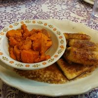 Tofu Jerky with fried bananas at Bless My Soul Cafe in Eureka