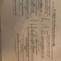 Vegan/veggie menu as of 12/1/23 at Las Chicas in Faringdon