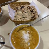 Garlic nan and curry  at Haldi in Barcelona