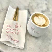 Cappuccino with almond milk  at Donkey Breakfast in Thessaloniki