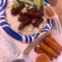 Vegan ribs and crispy rolls  at BaoBao Kitchen in Greensboro